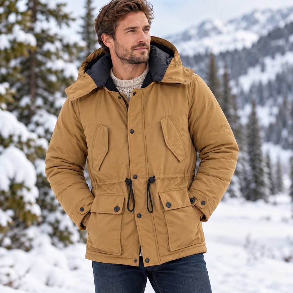 Banana Republic Heritage Collection L Tall PrimaLoft Down Parka Tan Hooded Coat